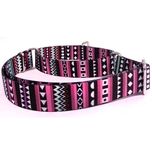 JMT-934218 Color Stripe Digital Printing Pet Leash - Casual Polyester Dog Walking Collar in Purple Arrow Gradient, Multiple Sizes Available