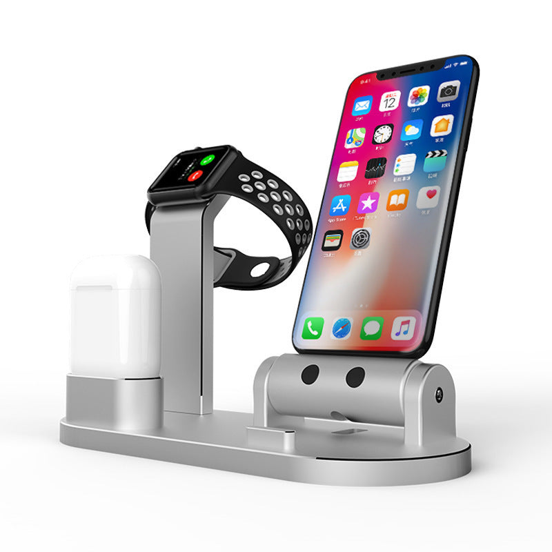 JMT-934410 Multi-Functional Aluminum Alloy Charging Dock for iPhone, Apple Watch, and AirPods with Cables
