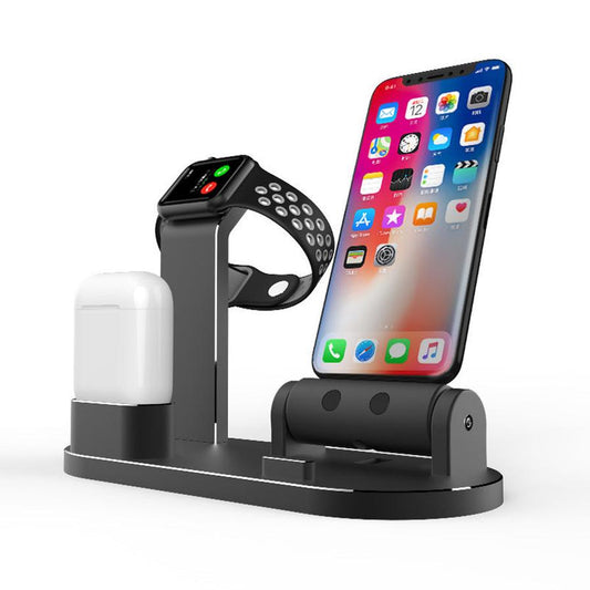 JMT-934410 Multi-Functional Aluminum Alloy Charging Dock for iPhone, Apple Watch, and AirPods with Cables