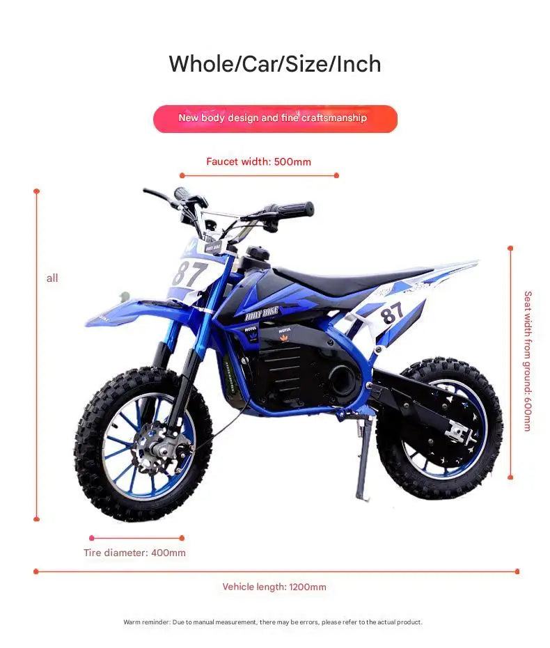 JMT-934474 500W/800W Electric Mini Pit Bike - 36V/48V Motocross Motor 3-Wheel Dirt Bike for Kids , Top Speed 27.9 mph