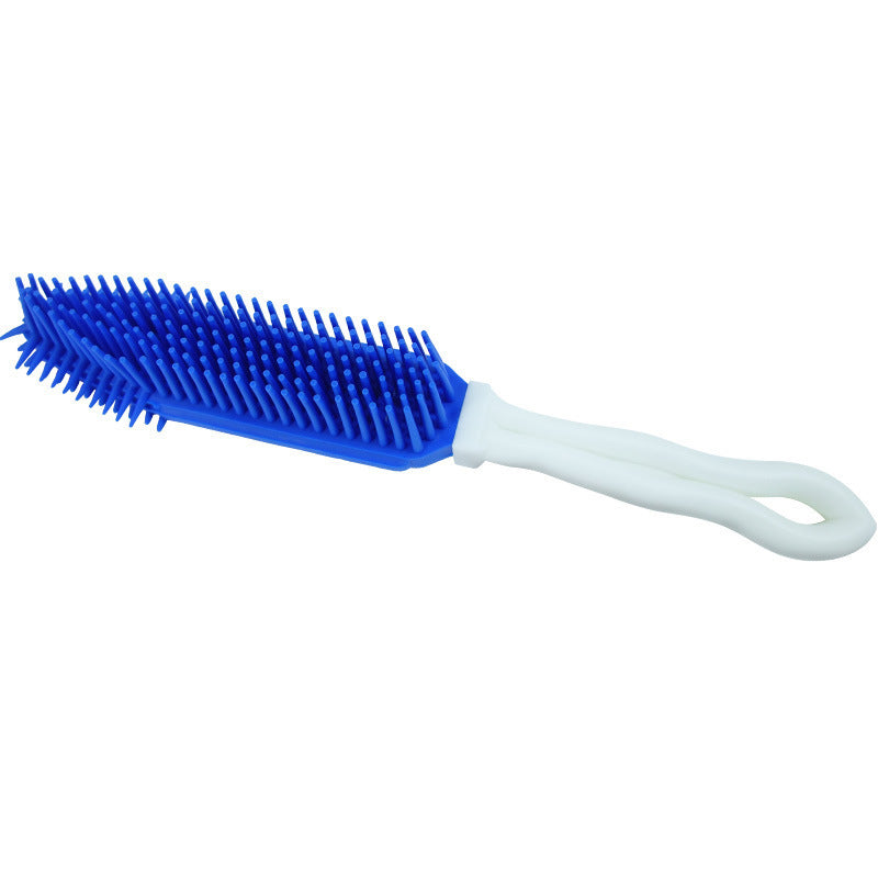 JMT-934794 Pet Bath Brush for Dogs and Cats - Silicone and Plastic Scrubbing Tool, Blue, 27cm Long, 4cm Wide