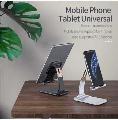 JMT-935562 Adjustable Telescopic Folding Mobile Phone Holder - ABS, Zinc Alloy, Silicone, Black/White