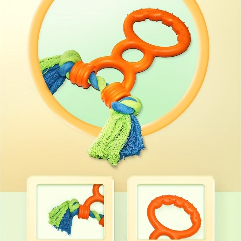 JMT-935690 Durable Rubber Chew Toy with Two Loops and Drawstring for Interactive Play and Teeth Grinding Solution
