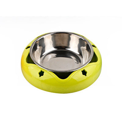 JMT-935882 Stainless Steel Pet Bowl with Colorful PP Base – 18.1 cm Diameter, 4 cm Height
