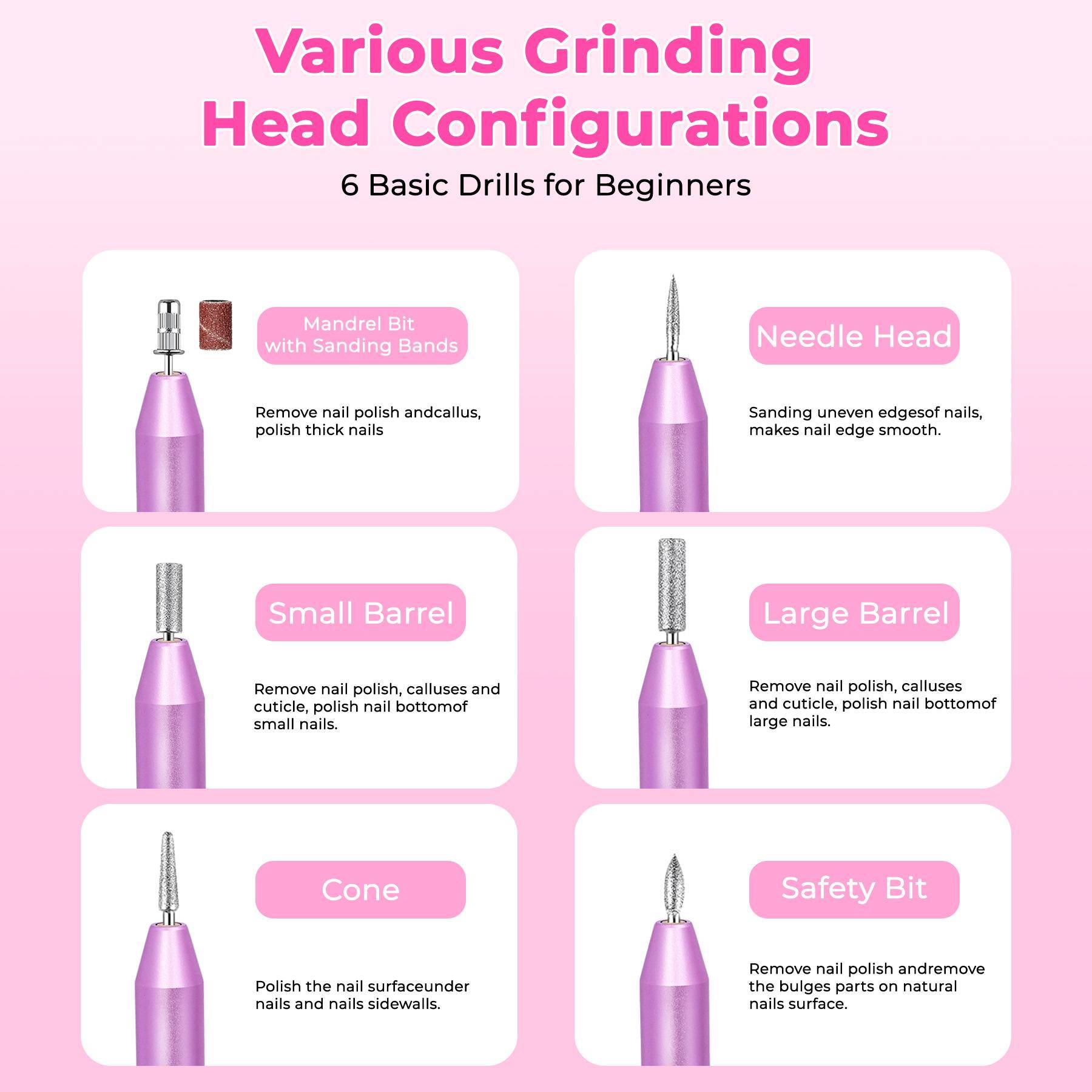 JMT-936010 Portable Electric Nail Drill for Manicure and Pedicure with 6 Bits