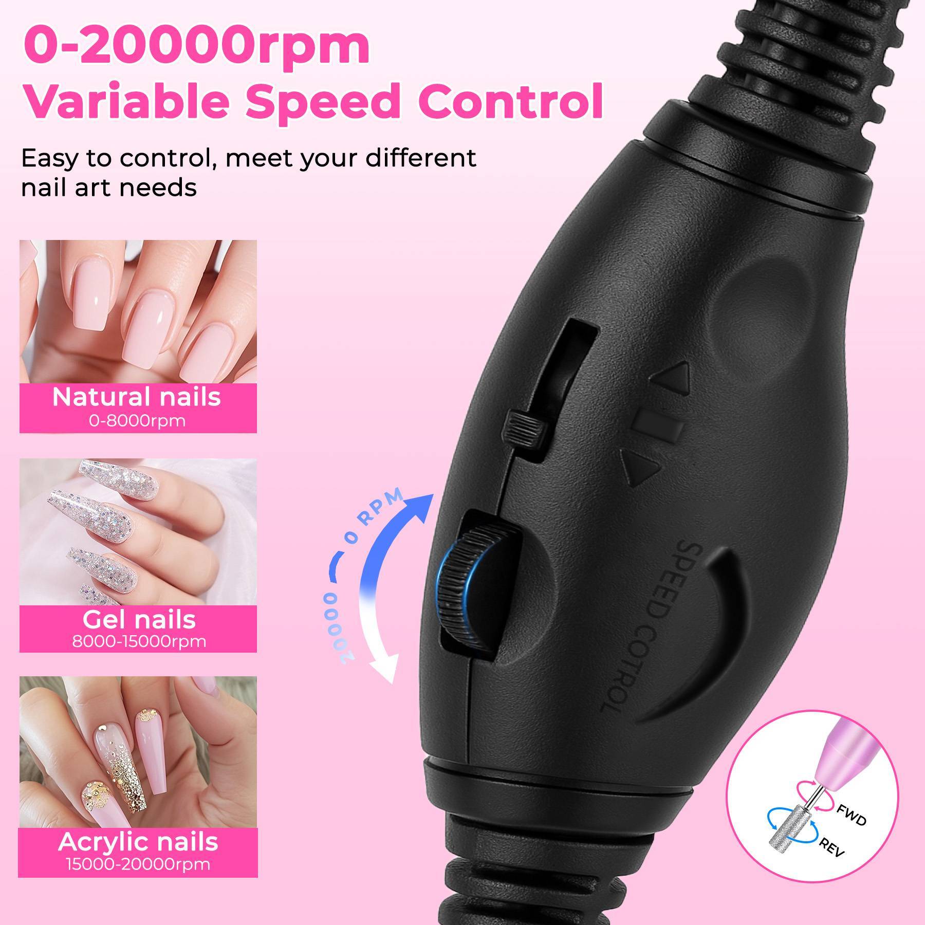 JMT-936010 Portable Electric Nail Drill for Manicure and Pedicure with 6 Bits