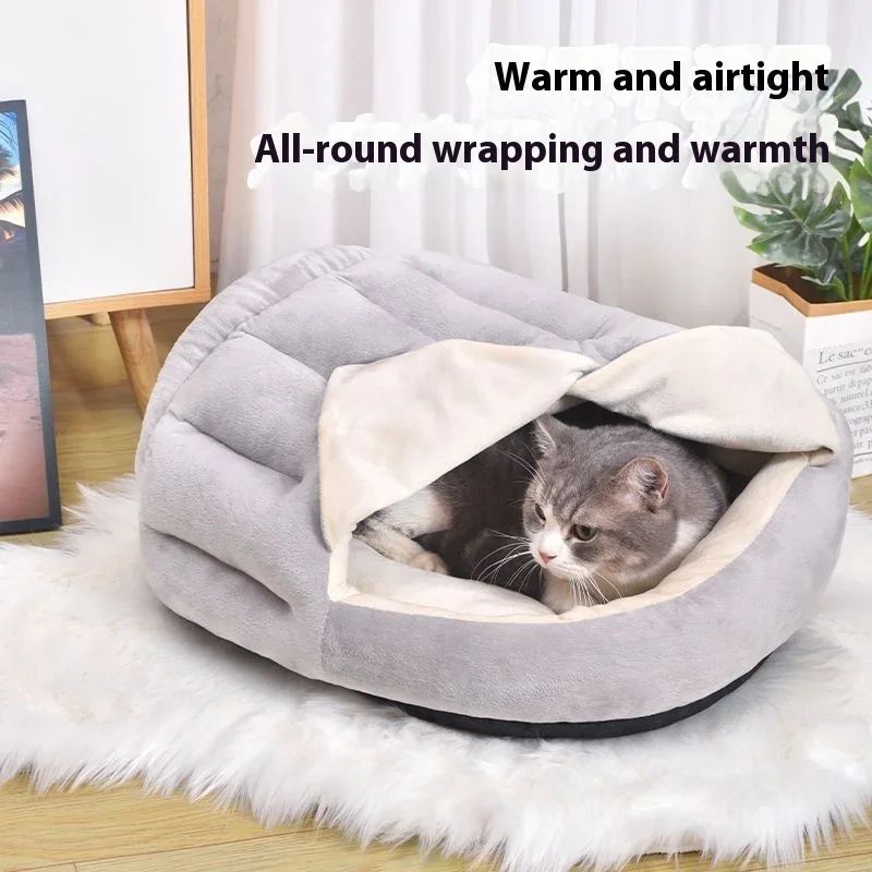 JMT-936010 Warm Velvet Cat Nest with Semi-Closed Design for Winter - 50x40cm, Soft Plush and PP Cotton