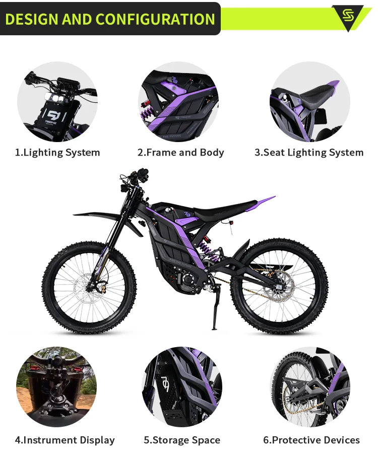 JMT-936458 High Performance Electric Off-Road Dirt Bike for Adults - Professional Sports Electric Dirt Bike , Top Speed 27.9 mph