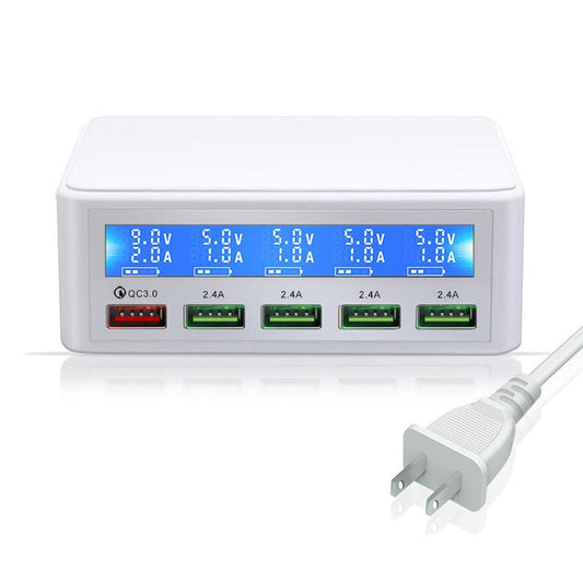JMT-937546 5-Port Fast Charge USB Charger with Smart Digital LCD Display