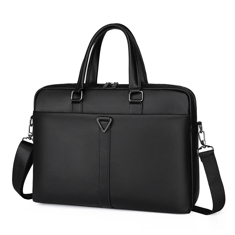 JMT-937674 Waterproof 15-Inch Crossbody Messenger Bag for Men, Micro Leather Laptop Briefcase