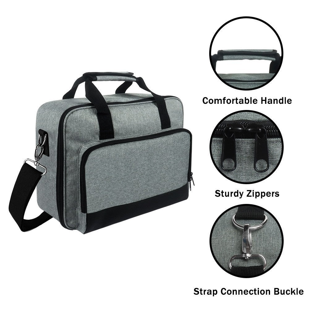 JMT-938186 Gray Polyester Handbag for Projector Storage, 14x11x4in, Supports Up to 20kg