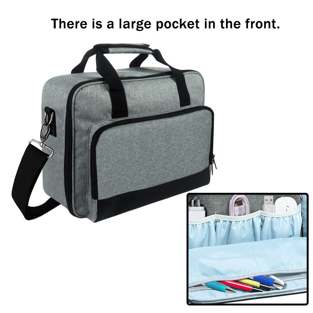 JMT-938186 Gray Polyester Handbag for Projector Storage, 14x11x4in, Supports Up to 20kg