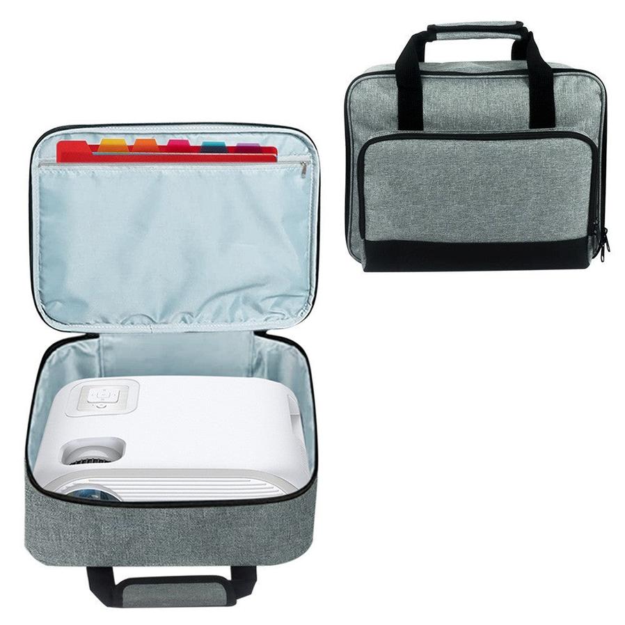JMT-938186 Gray Polyester Handbag for Projector Storage, 14x11x4in, Supports Up to 20kg
