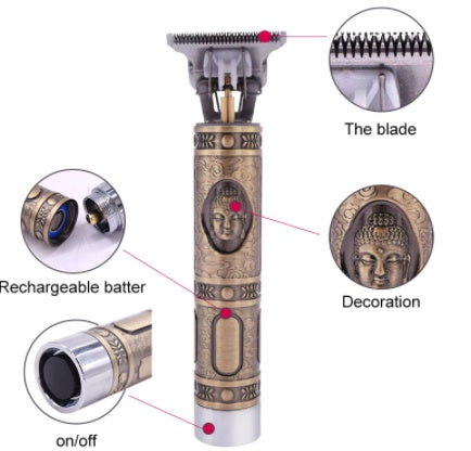 JMT-938250 Buddha Head Electric Pushing Shear with Lithium Battery - Versatile Hair Clipper for Precision Grooming