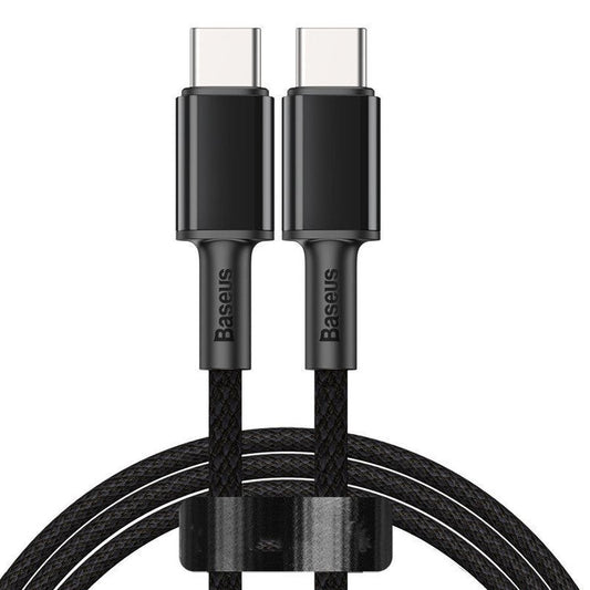 JMT-938698 High-Density Braided Flash Charging Data Cable - Type-C to Type-C, 1m/2m Lengths, Black/White/Navy Blue