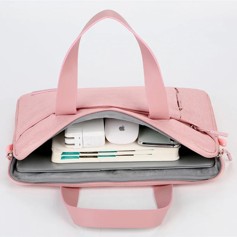 JMT-938826 Ultrathin Portable Waterproof Pink Laptop Messenger Bag for 15 Inch Laptops