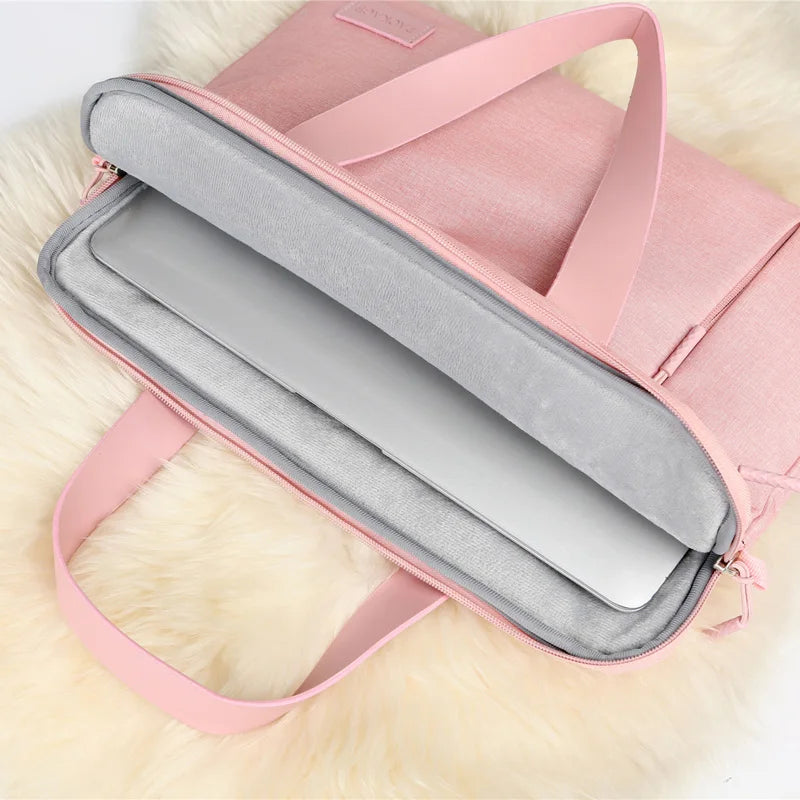 JMT-938826 Ultrathin Portable Waterproof Pink Laptop Messenger Bag for 15 Inch Laptops