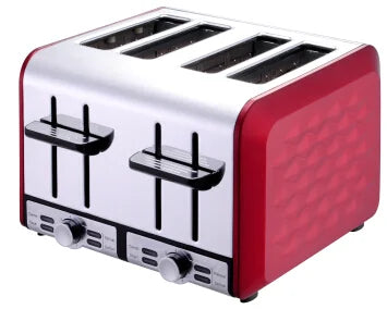 JMT-938954 1700W Stainless Steel 4-Slice Wide Slot Toaster with Cancel, Reheat, Defrost, and Bagel Functions