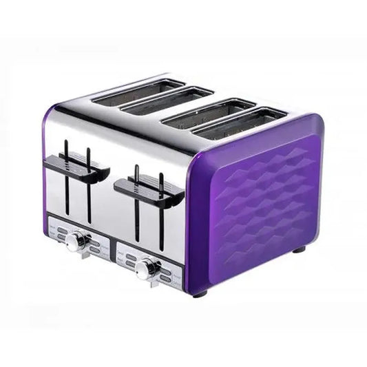 JMT-938954 1700W Stainless Steel 4-Slice Wide Slot Toaster with Cancel, Reheat, Defrost, and Bagel Functions