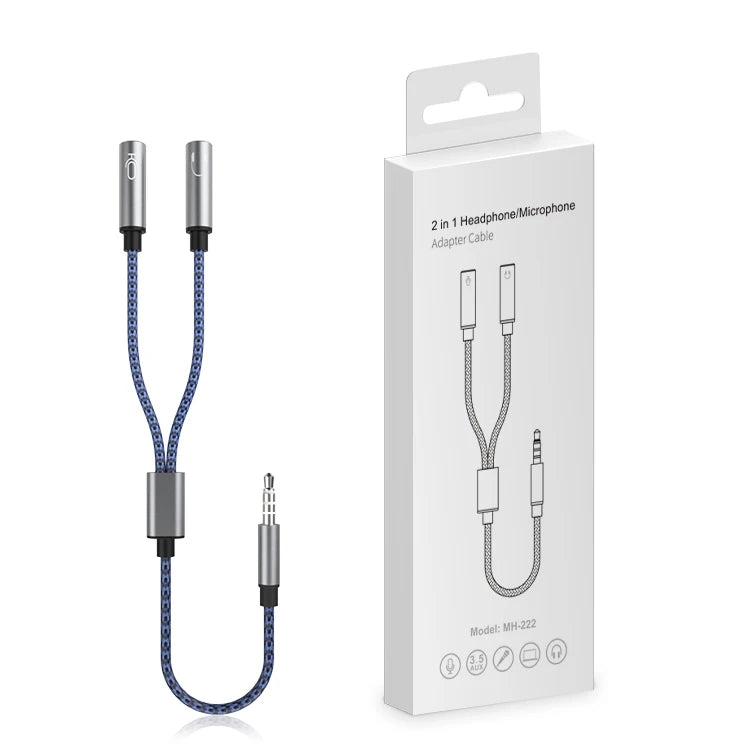 JMT-939978 3.5MM Male to Dual Female Mic Audio Y Splitter Cable for Headset and PC Connection