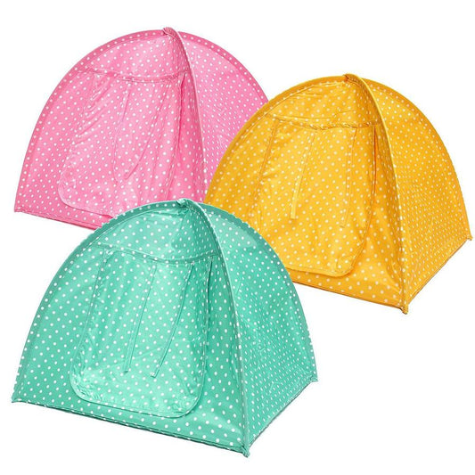 JMT-940170 Collapsible Pet Tent - Green, Yellow, and Pink Dots, 43x43x41cm, Polyester Material