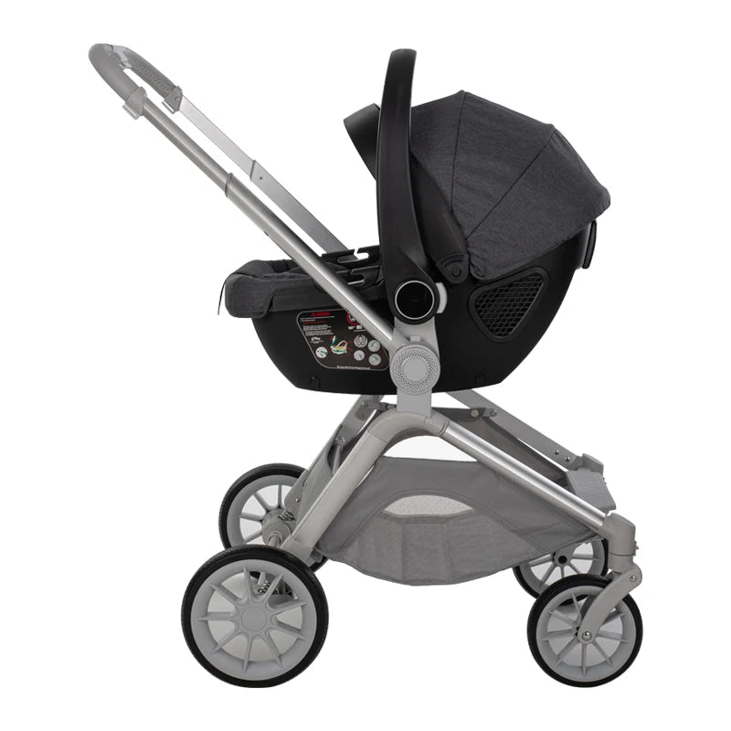 JMT-940298 Lightweight 3-in-1 Baby Stroller with Folding Carrier, Carry Cot, and Large Wheels