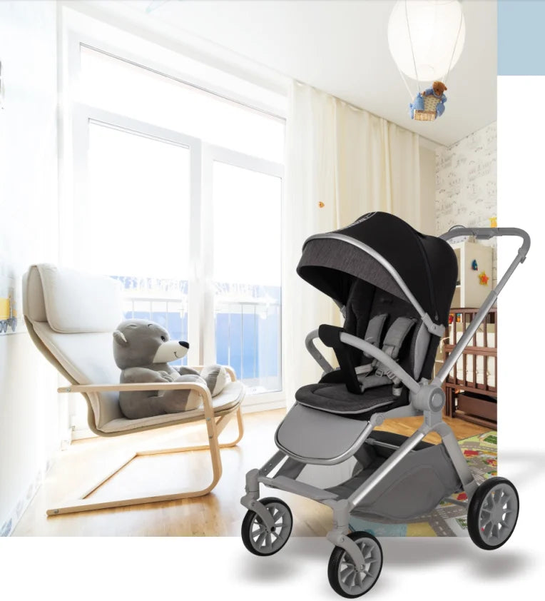 JMT-940298 Lightweight 3-in-1 Baby Stroller with Folding Carrier, Carry Cot, and Large Wheels