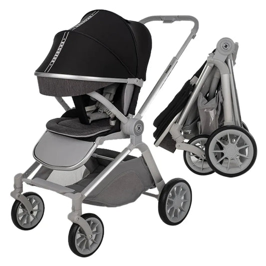 JMT-940298 Lightweight 3-in-1 Baby Stroller with Folding Carrier, Carry Cot, and Large Wheels