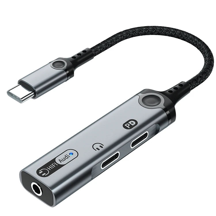 JMT-940810 USB-C to 3.5mm Headphone Jack Earphone Splitter with 60W Fast Charge for iPhone 15