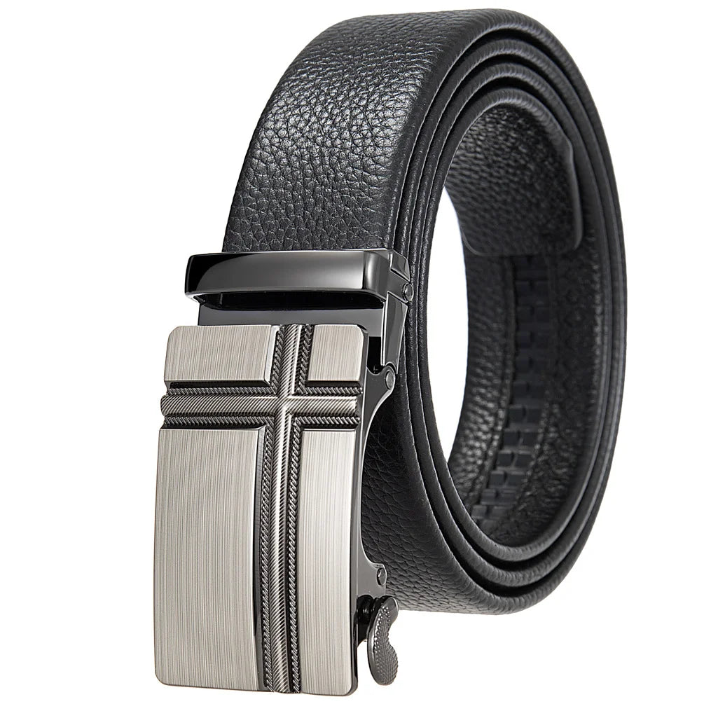 JMT-941066 Men's 35mm Automatic Buckle Genuine Leather Belt - Stylish and Durable Fashion Accessory