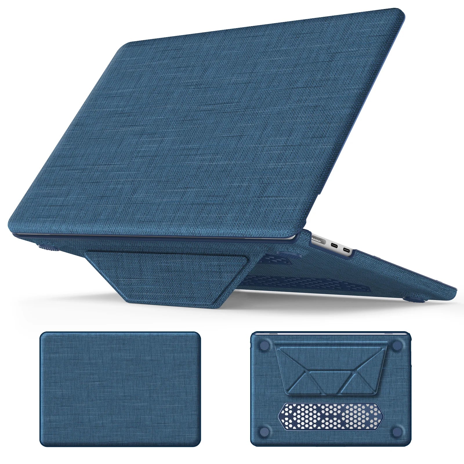 JMT-941130 Navy Blue Durable Fabric Laptop Sleeve with Magnetic Stand for MacBook Air 13-inch (2018/2020 Models A2337 M1 A2179 A1932)