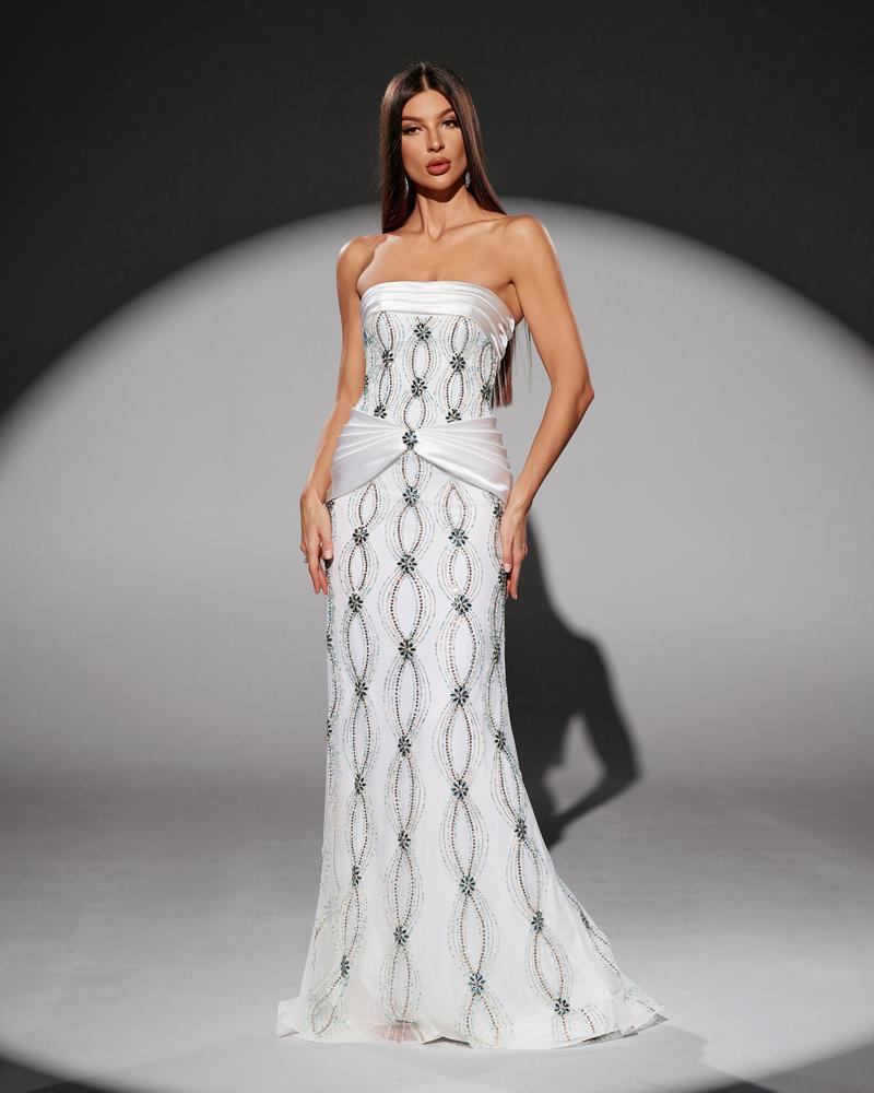 JMT-941386 Elegant White Evening Gown for Women - Style SH0212