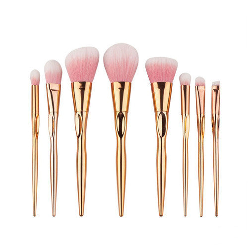 JMT-941898 8-Piece Foundation Brush Set with Long Plastic Handles - Artificial Fiber Makeup Brushes