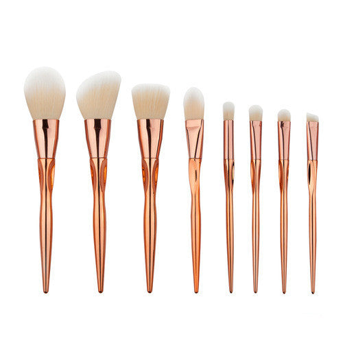 JMT-941898 8-Piece Foundation Brush Set with Long Plastic Handles - Artificial Fiber Makeup Brushes