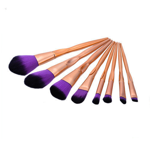 JMT-941898 8-Piece Foundation Brush Set with Long Plastic Handles - Artificial Fiber Makeup Brushes