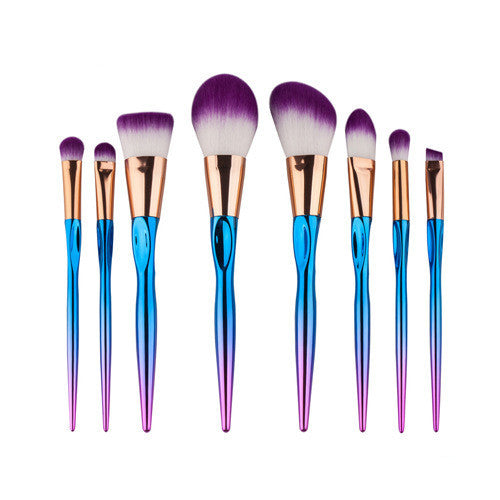 JMT-941898 8-Piece Foundation Brush Set with Long Plastic Handles - Artificial Fiber Makeup Brushes