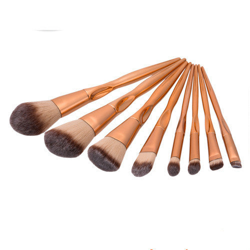 JMT-941898 8-Piece Foundation Brush Set with Long Plastic Handles - Artificial Fiber Makeup Brushes
