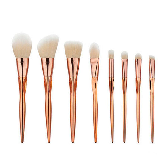 JMT-941898 8-Piece Foundation Brush Set with Long Plastic Handles - Artificial Fiber Makeup Brushes