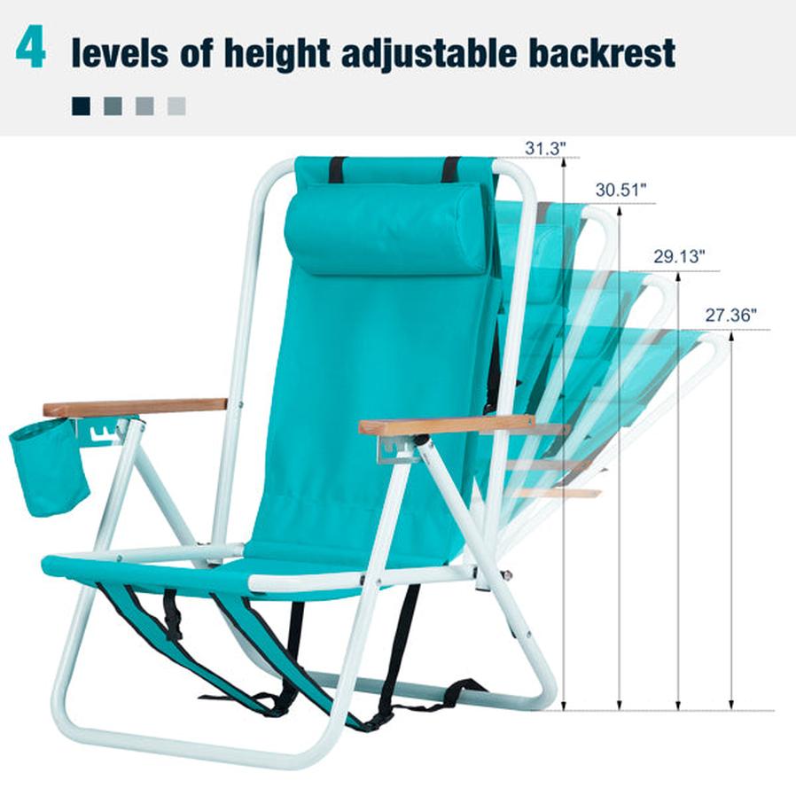 JMT-942346 Mint Green Folding Beach Chair - 23x21.7x31.5 Inches