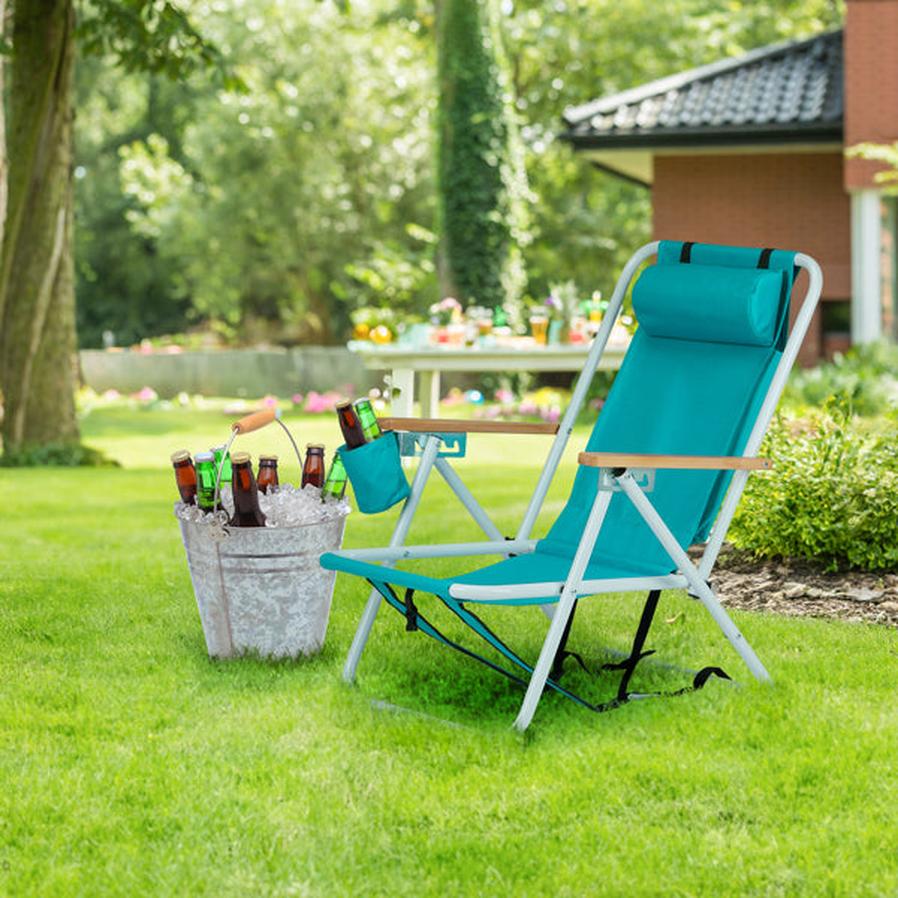 JMT-942346 Mint Green Folding Beach Chair - 23x21.7x31.5 Inches
