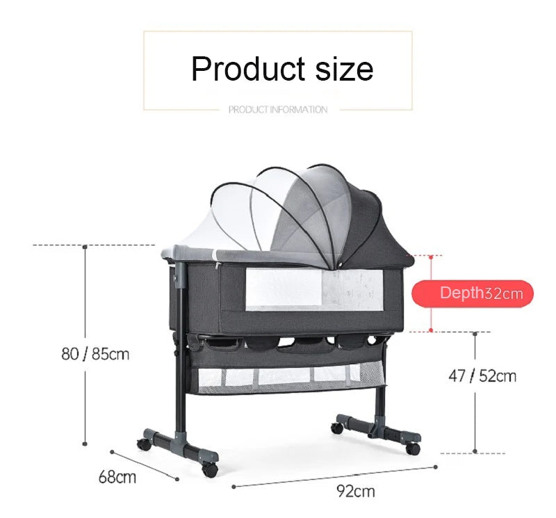 JMT-942410 Portable Multifunctional European Style Newborn Crib for Dolls - Folding Design Suitable for Bedroom, School, and Hotel Use
