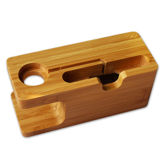 JMT-942474 Bamboo Smartphone Stand with Carved Design for Office Decor