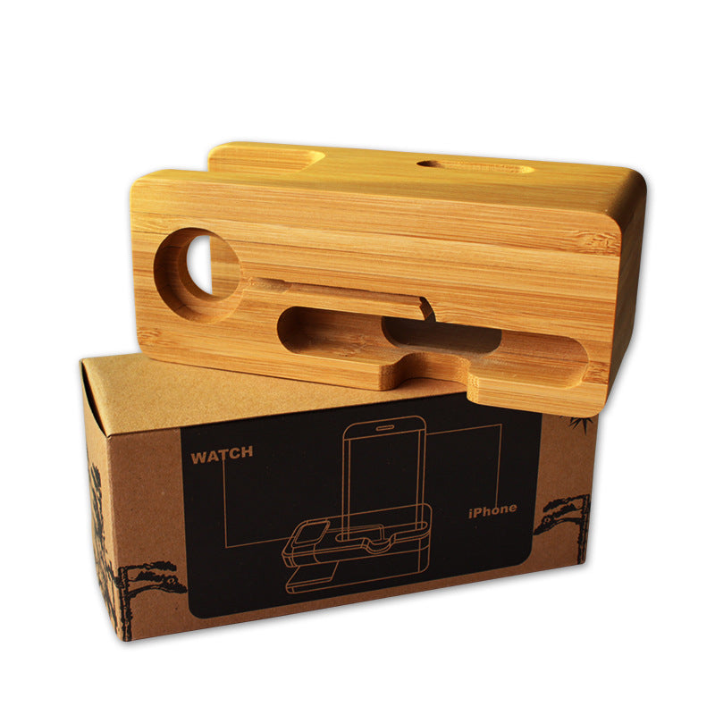 JMT-942474 Bamboo Smartphone Stand with Carved Design for Office Decor