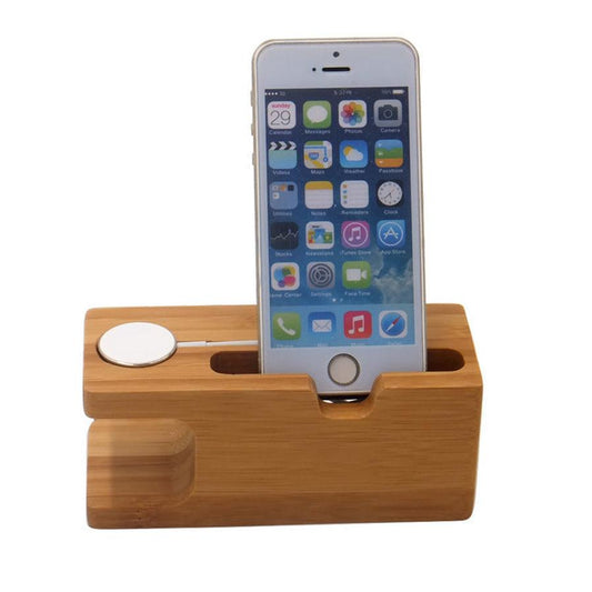 JMT-942474 Bamboo Smartphone Stand with Carved Design for Office Decor