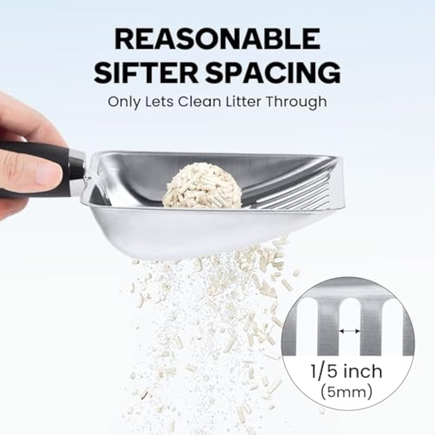 JMT-942474 Stainless Steel Cat Litter Scoop with Comfort Grip Handle and Easy Sifting Design