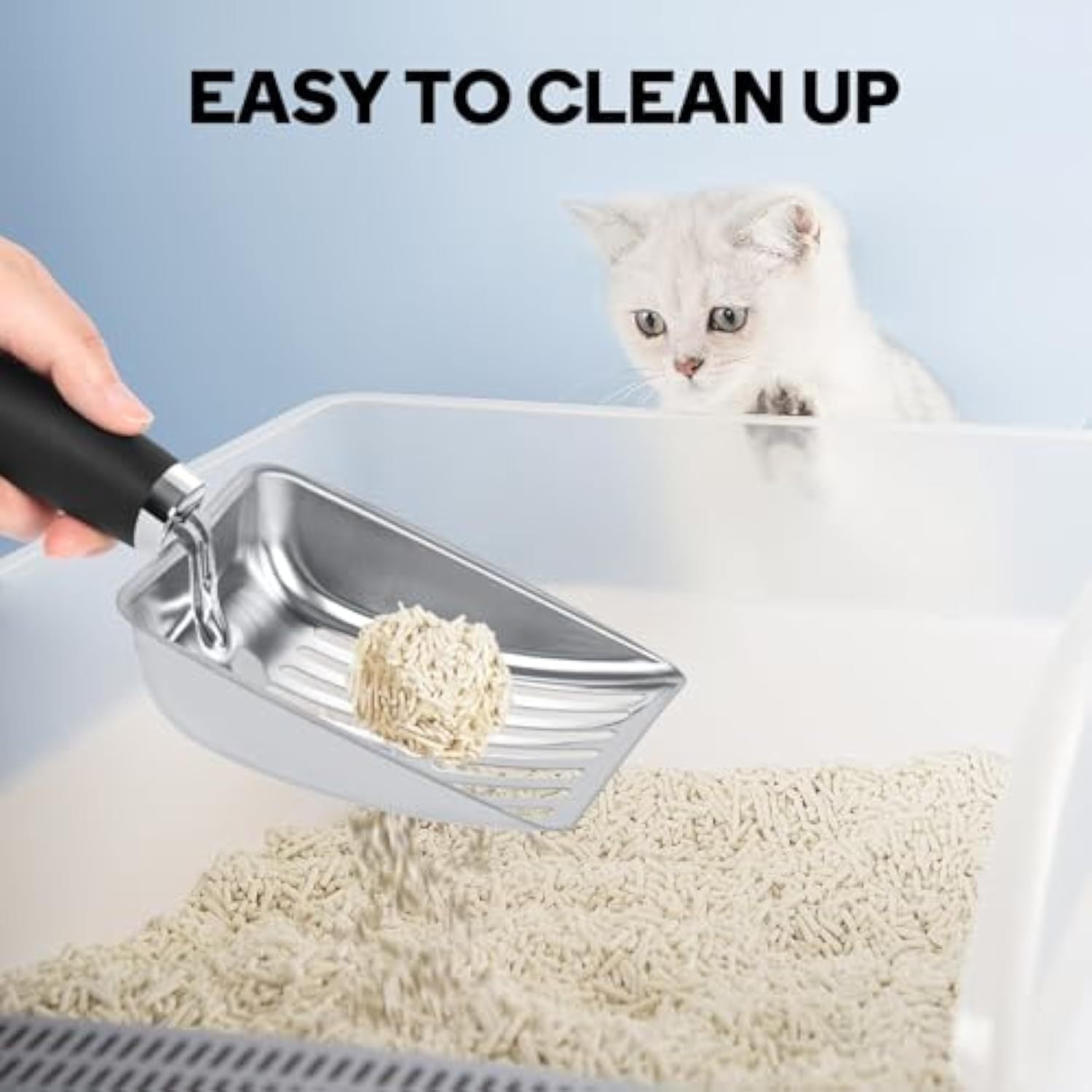 JMT-942474 Stainless Steel Cat Litter Scoop with Comfort Grip Handle and Easy Sifting Design