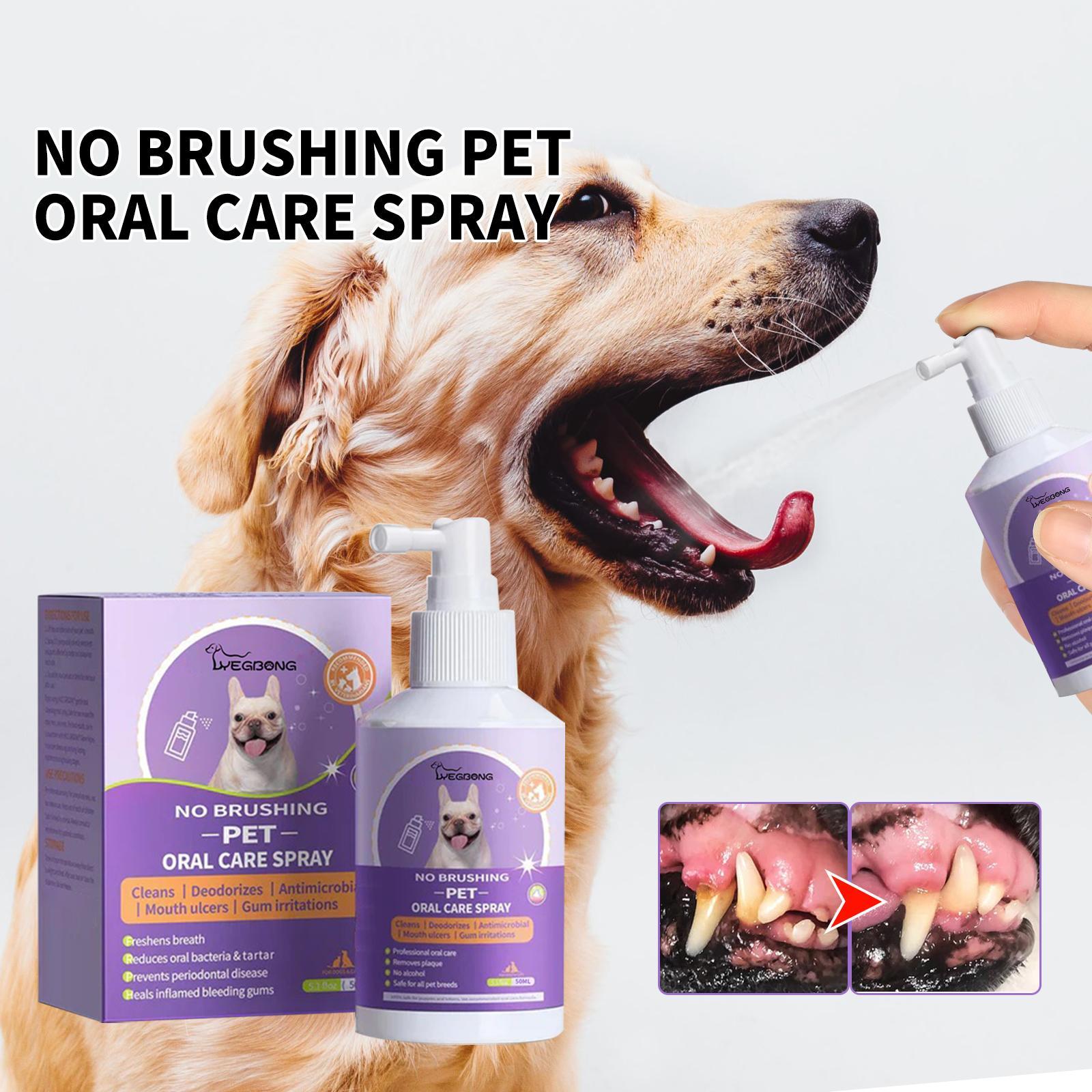 JMT-942538 Pet Oral Care Spray for Cats and Dogs - Fresh Breath and Gum Health with Tea, Licorice, and Mint Extracts