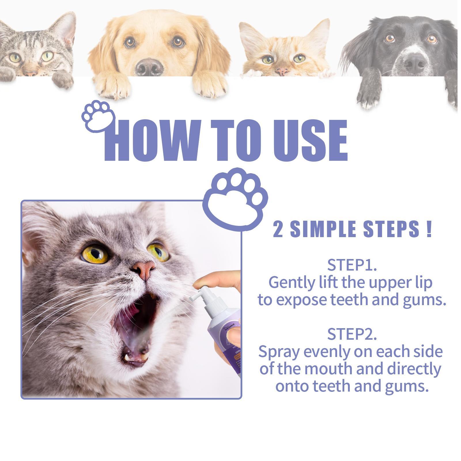 JMT-942538 Pet Oral Care Spray for Cats and Dogs - Fresh Breath and Gum Health with Tea, Licorice, and Mint Extracts