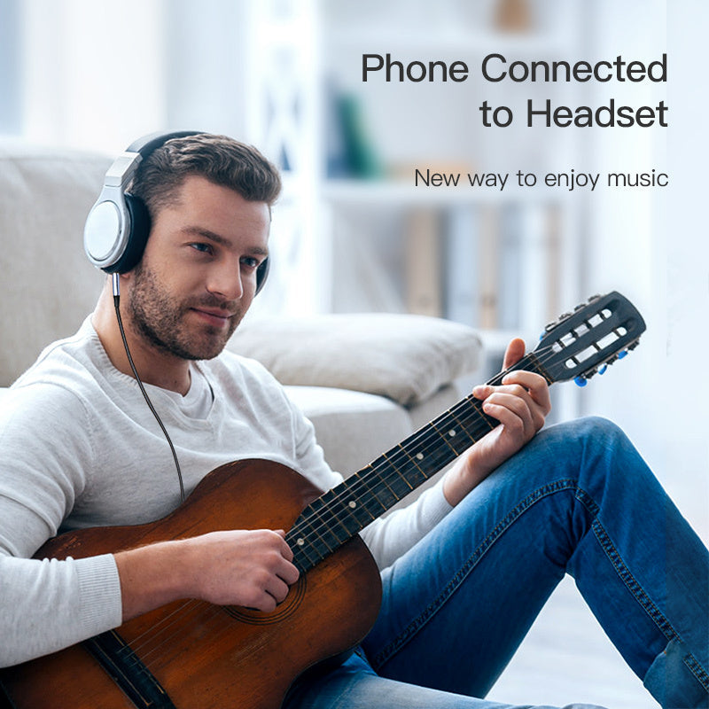 JMT-942794 Nylon Audio Headphone Cable for Car and Device Connection - Stylish Silver Design