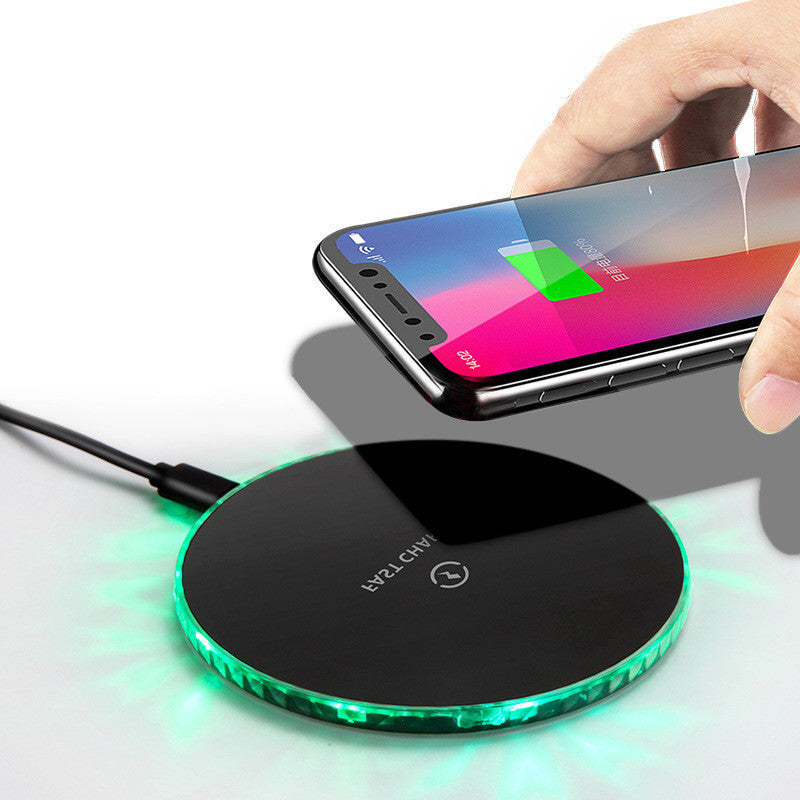 JMT-943306 Round Wireless Charger for Mobile Phones - 10W Fast Charging, Micro USB Input, Compatible with Apple & Android Devices